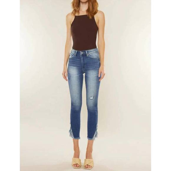 NEW KANCAN geneva high rise ankle skinny jeans in medium blue - Picture 2 of 4